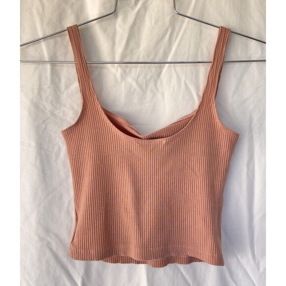 Reformation Jeans Ribbed Crop Tank Top Pink Sleeveless Knit Women’s Size Small - Picture 2 of 4